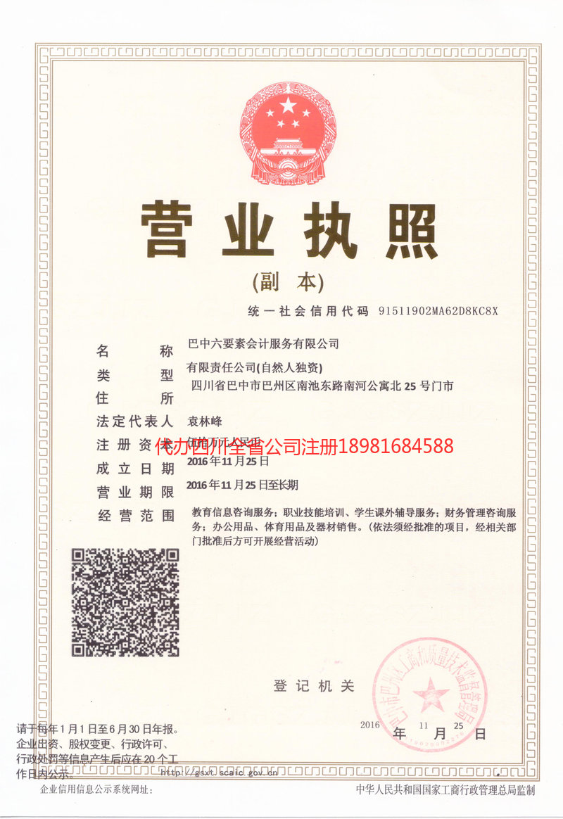 南充南充六要素会计服务有限公司